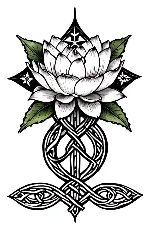 celtic Knott, lotus flower blooming, southern cross stars tattoo design idea