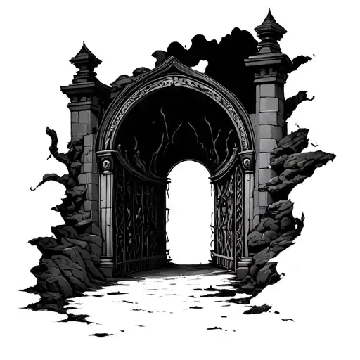 The gate to hades opened to the underworld tattoo design idea