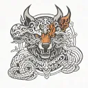 ike, gemini, burning hell hound tattoo design idea