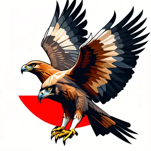 flying red tailed hawk geometric tattoo design idea