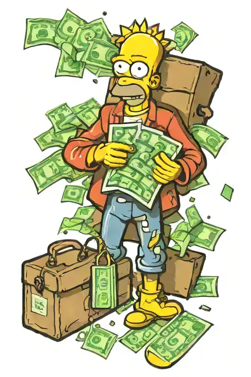 Simpson holding a bag of money tattoo design idea