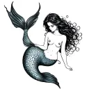 Topless Mermaid tattoo design idea