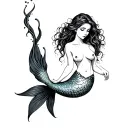 Topless Mermaid tattoo design idea