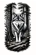 Wolf In Forest tattoo design idea