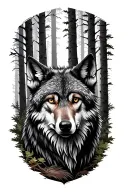 Wolf In Forest tattoo design idea