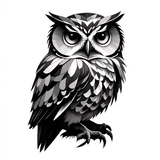 A more modern, geometric owl design could incorporate soft, flowing lines reminiscent of thread. tattoo design idea