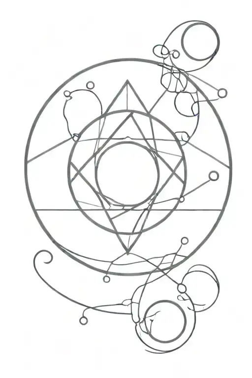 moon cyber sigilism tattoo design idea