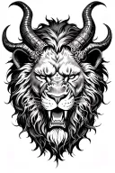 satan and lion head tattoo design idea