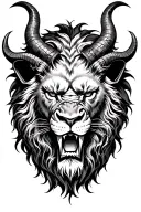 satan and lion head tattoo design idea