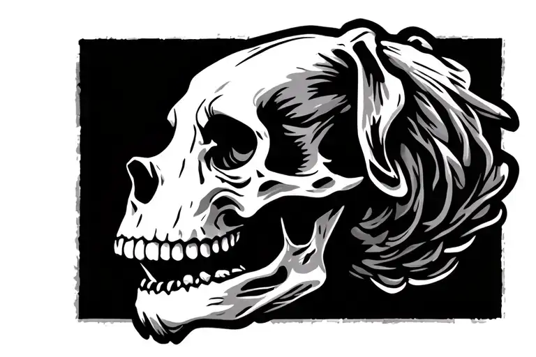 dog skull side profile view tattoo design idea