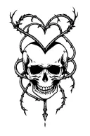 skull in dead heart intertwined tattoo design idea