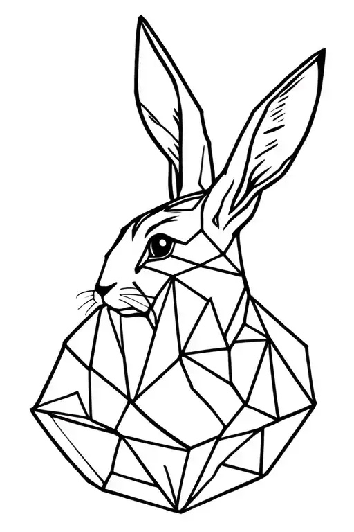 hare polygon tattoo design idea