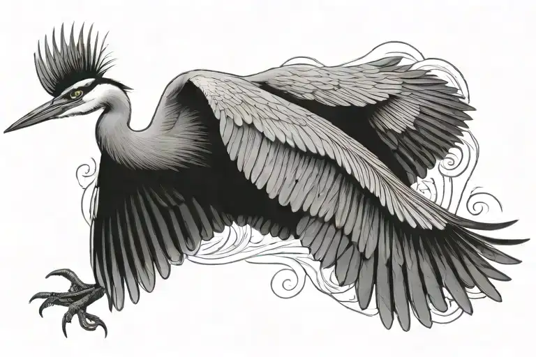 heron flying tattoo design idea