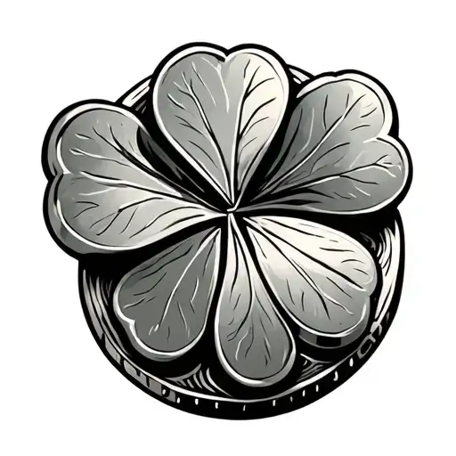 5 leaf clover coin tattoo design idea