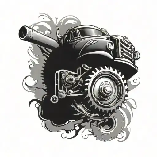 trucker shifting gears tattoo design idea