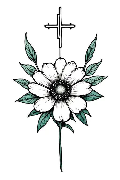Can you design a fine line tattoo idea representing chronic illness: Lupus, EDS, POTS and include a flower, cross ekg an tattoo design idea