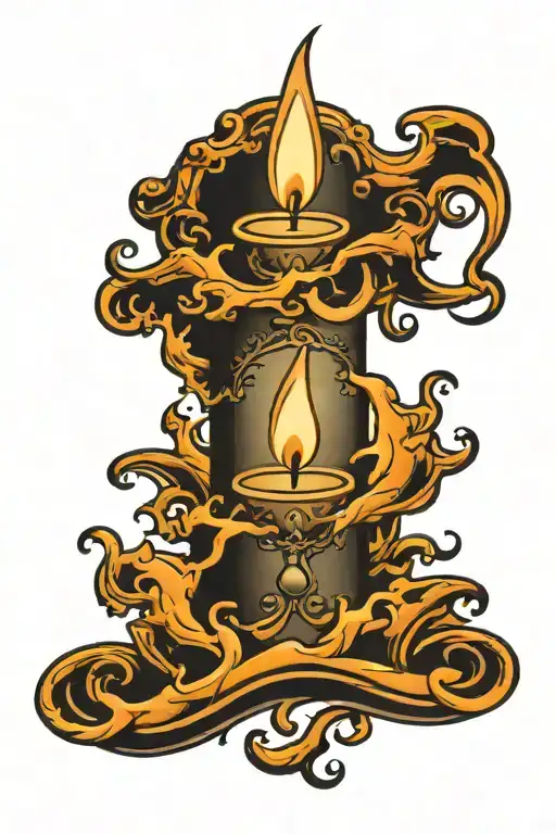 candle burning top and bottom tattoo design idea
