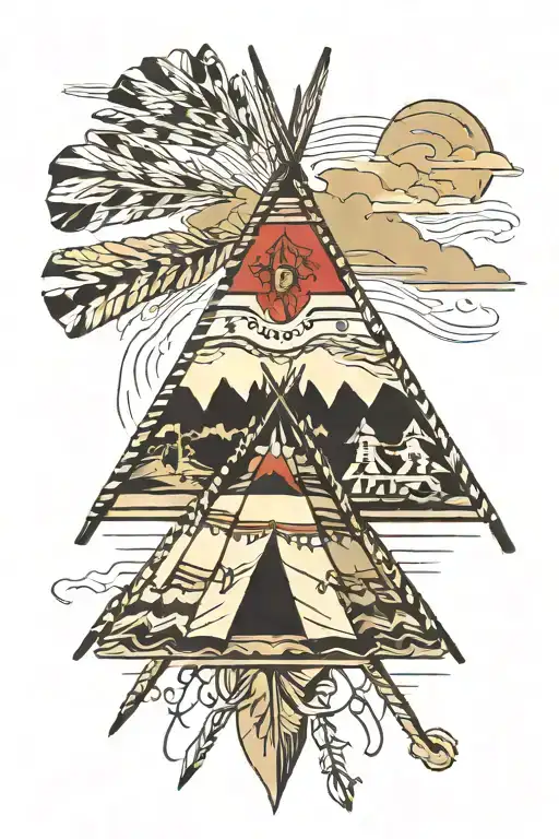 teepee, wild west tattoo design idea