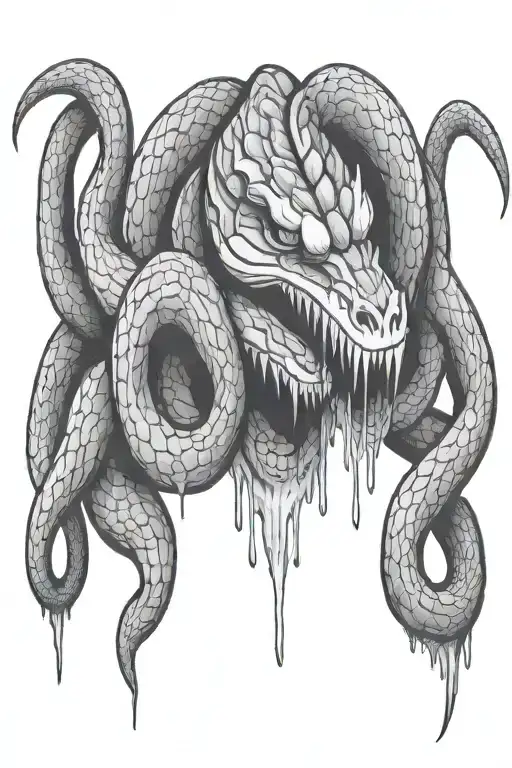 large snake dripping poison from its mouth tattoo design idea