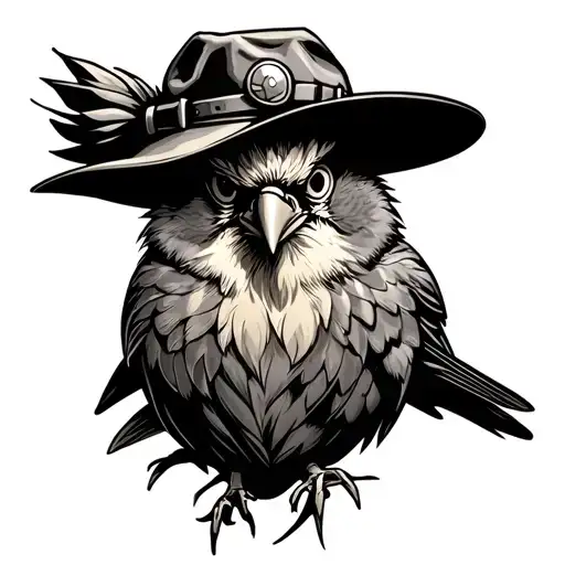 a canary with a miner hat tattoo design idea
