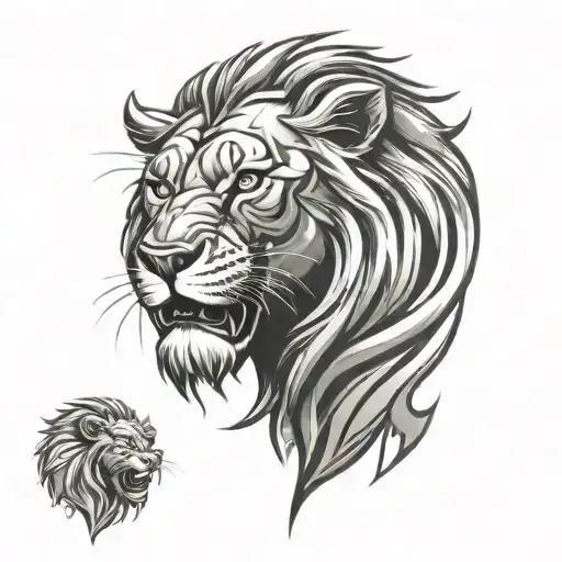detroit lion roaring tattoo design idea