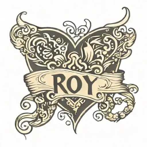 heart, paw print, with the name roy inside representing tattoo design idea