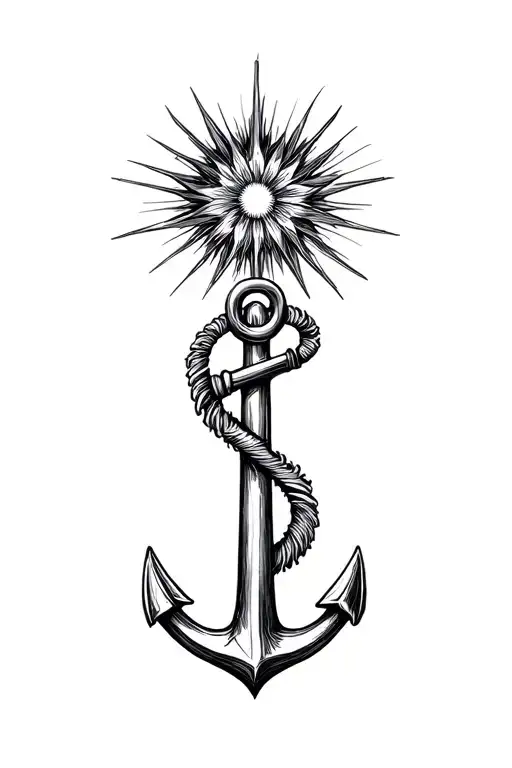 starburst with anchor design tattoo design idea