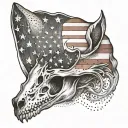 An American flag with fox skull  tattoo design idea