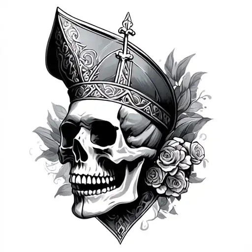 bishop skull irish tattoo design idea