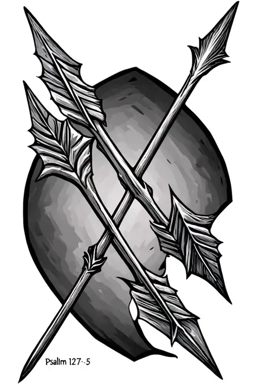 4 arrows with Psalm 127:3-5 tattoo design idea