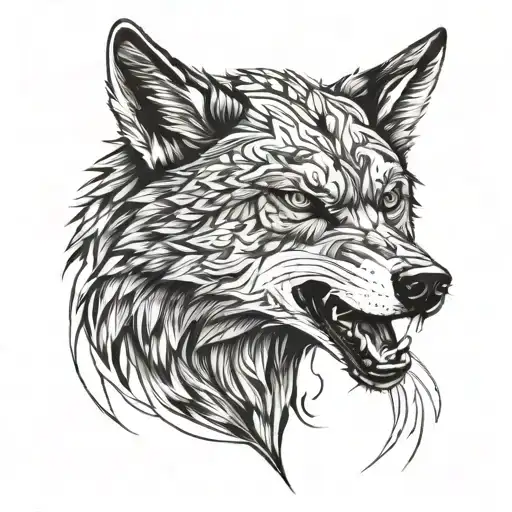 angry wolf  tattoo design idea