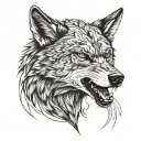 angry wolf  tattoo design idea
