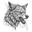 angry wolf  tattoo design idea