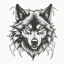 angry wolf  tattoo design idea