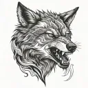angry wolf  tattoo design idea