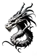 skeletal look on spine with a dragon wrapping about the bone tattoo design idea