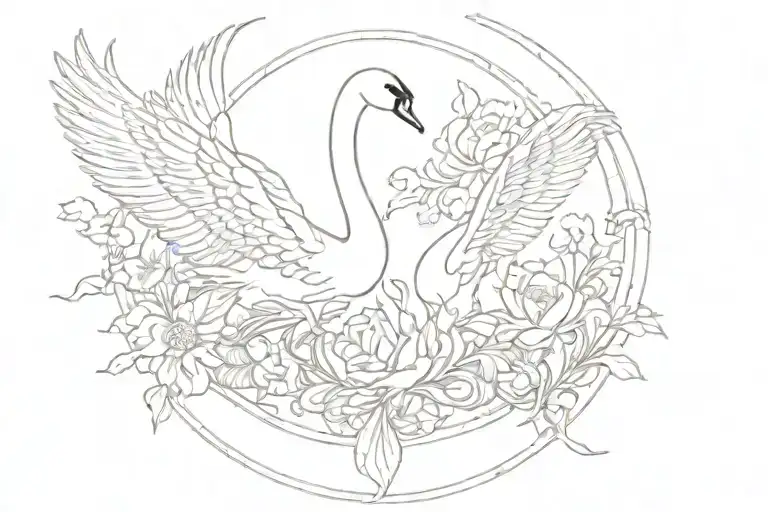 A SWAN TWO BUTTERFLY IN A ELEGANT MIRROR tattoo design idea