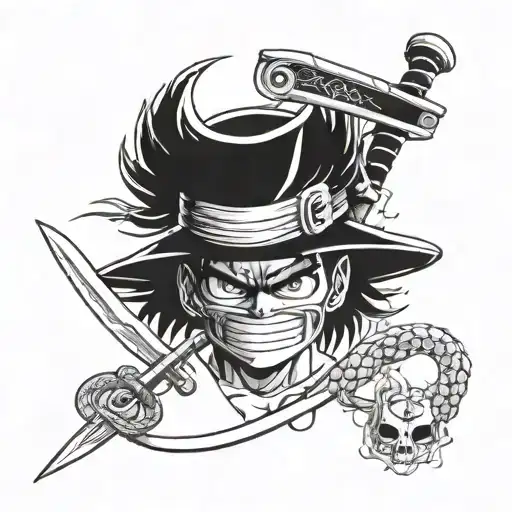 luffy's hat zorro sword ball dragon ball naruto kunai protector tattoo design idea
