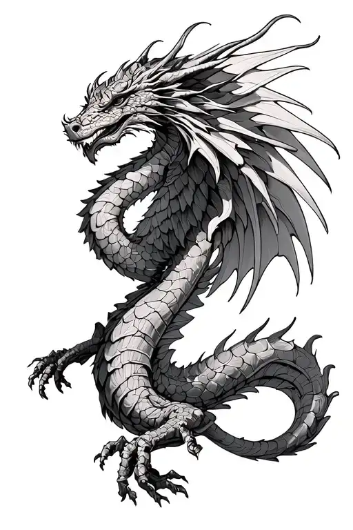 mechanical dragon wings wrapped tattoo design idea