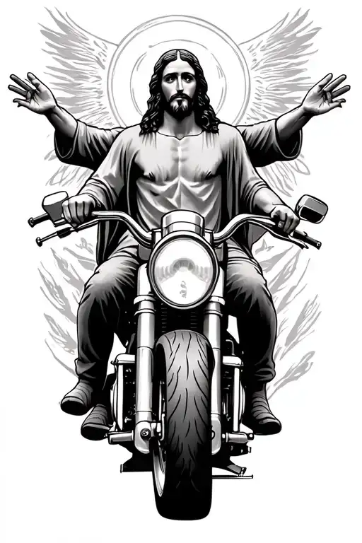 Jesus on a motorcycle tattoo design idea