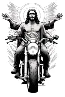 Jesus on a motorcycle tattoo design idea