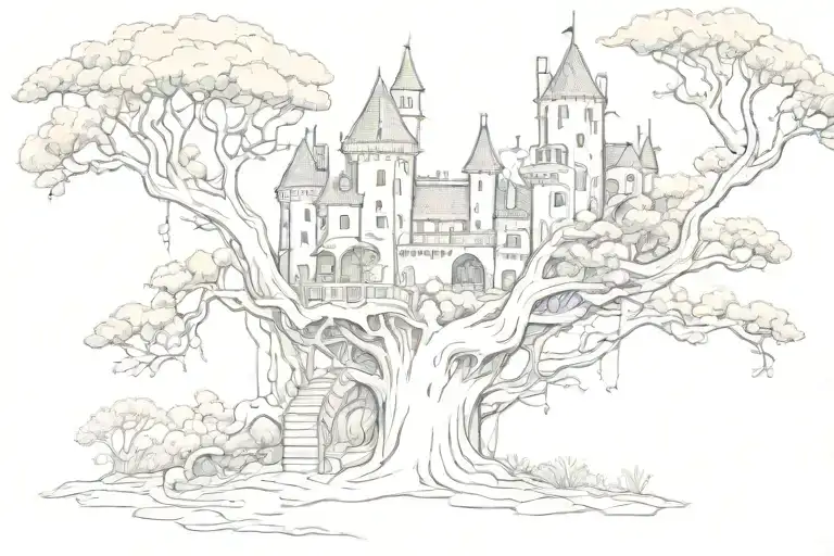 poison tree growing around lil peeps castle surrounded tattoo design idea