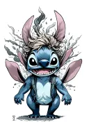 stitch from lilo and stitch with twenty one pilots tattoo design idea