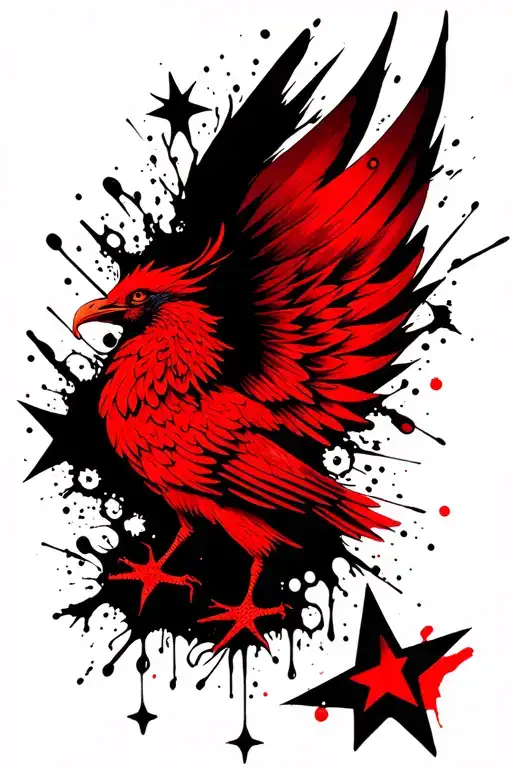 Rectangle + Star + Mandala + Phoenix together Combine tattoo design idea