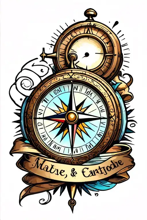 compass and clock fore arm tattoo tattoo design idea
