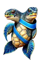 seaturtle with colon cancer ribbon wrapped loosely tattoo design idea