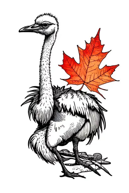 Canada, maple leaf, ostrich tattoo design idea