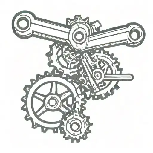 Incorporate a wrench and a gear in a minimalist design tattoo design idea