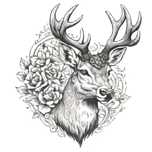 deer head front view tattoo design idea