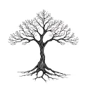 tree with dna stranded-shape trunk symbolizing life  tattoo design idea